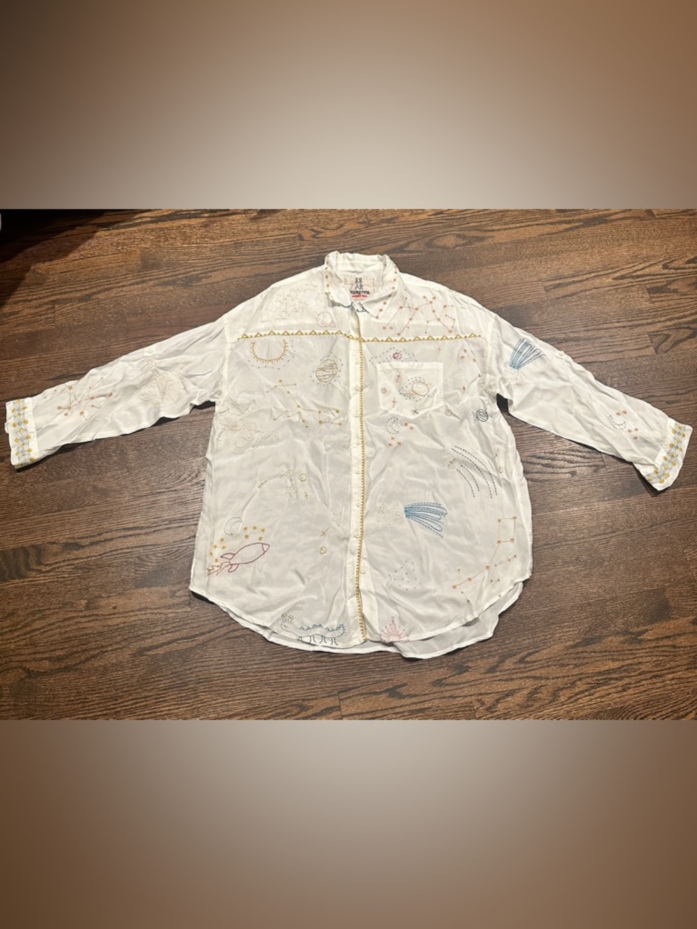 Pete & Greta Johnny Was Embroidered Celestial Button Down Shirt